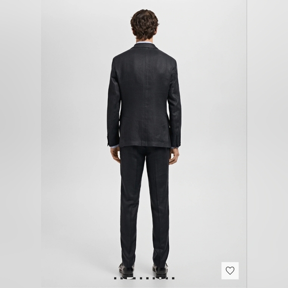 Mango Mens Slim Fit Tailored Sz 44 Black Linen Blazer. Unlined. 100% Linen NWT - Picture 3 of 11